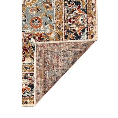 8' X 10' Ivory Navy and Orange Medallion Power Loom Area Rug
