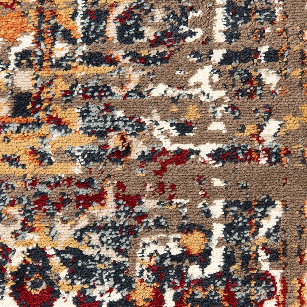 5' X 8' Ivory Red and Orange Medallion Power Loom Area Rug