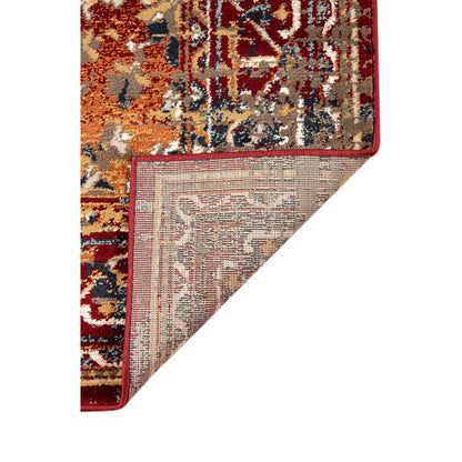 5' X 8' Ivory Red and Orange Medallion Power Loom Area Rug