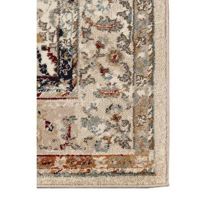5' X 8' Beige Rust and Navy Floral Medallion Power Loom Area Rug