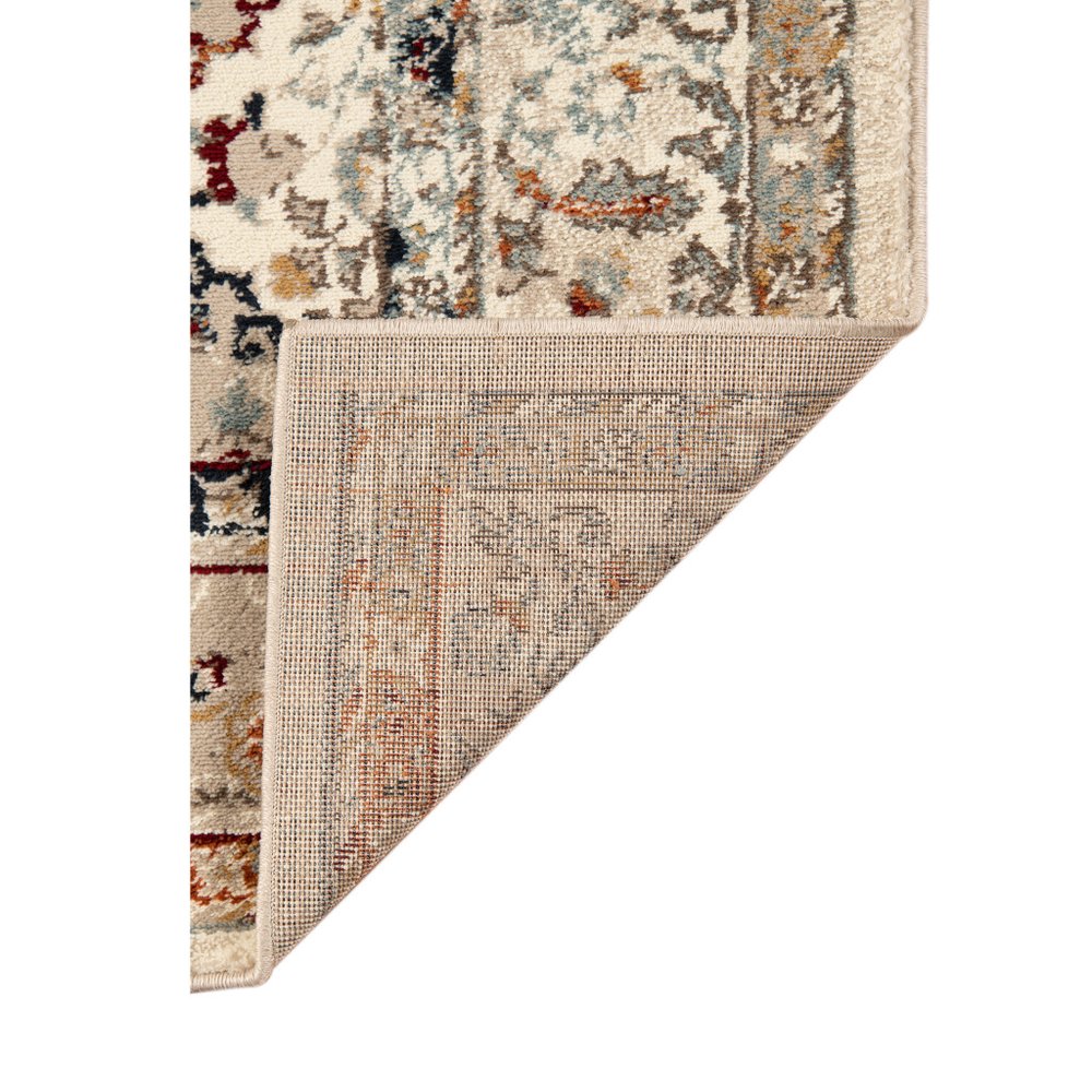5' X 8' Beige Rust and Navy Floral Medallion Power Loom Area Rug