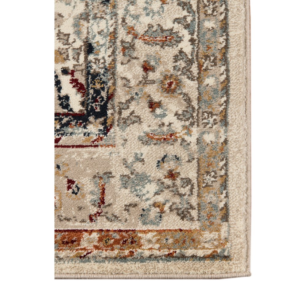5' X 8' Beige Rust and Navy Floral Medallion Power Loom Area Rug