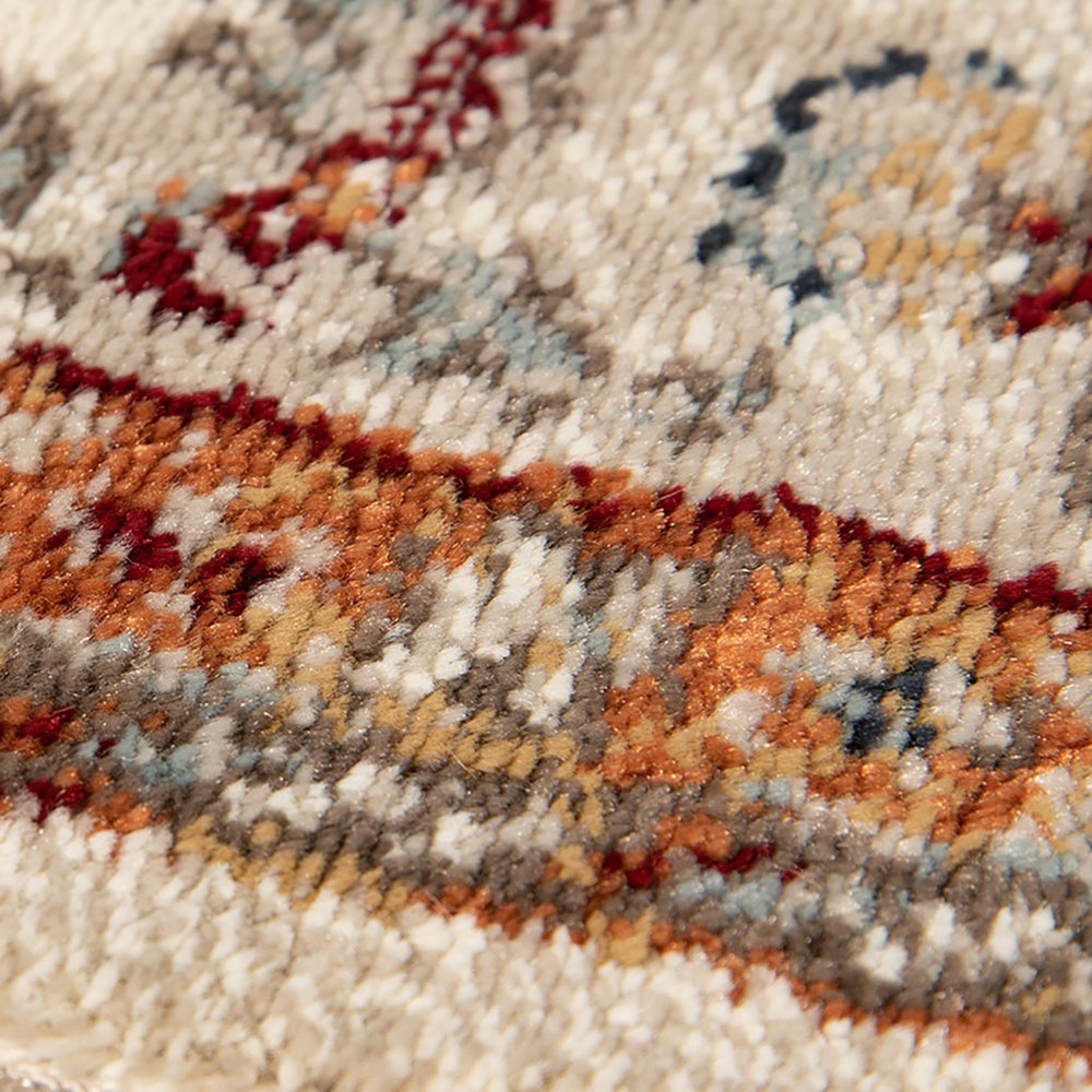 8' X 10' Beige Rust and Navy Floral Medallion Power Loom Area Rug