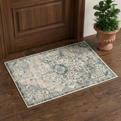 2' X 3' Charcoal and Gray Medallion Power Loom Area Rug