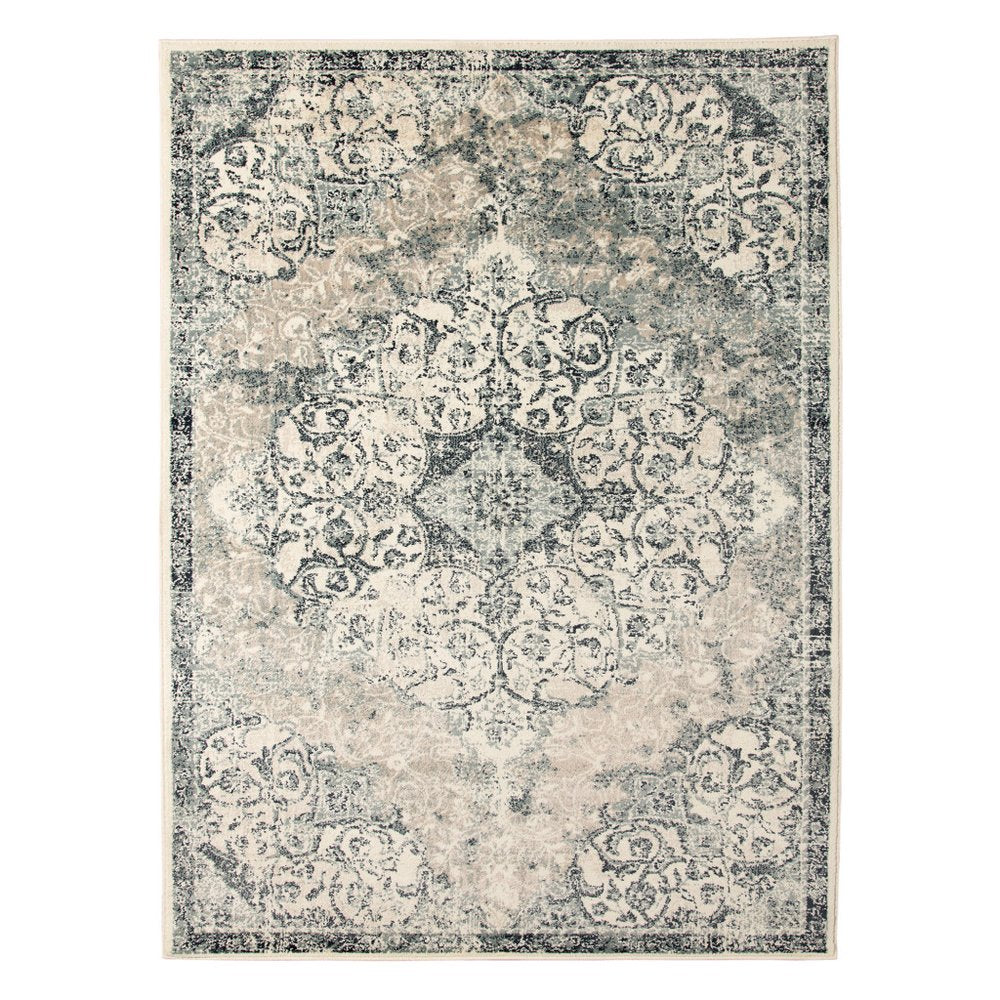 2' X 3' Charcoal and Gray Medallion Power Loom Area Rug
