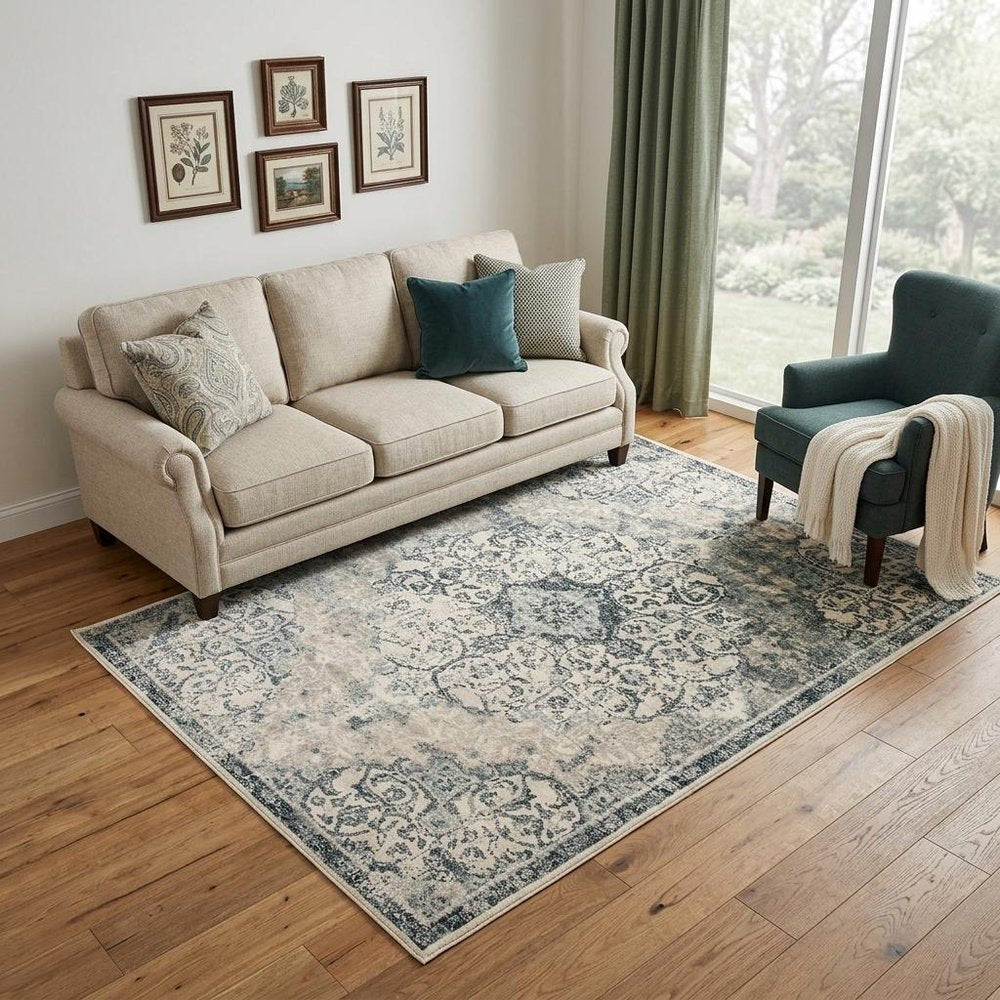 2' X 3' Charcoal and Gray Medallion Power Loom Area Rug