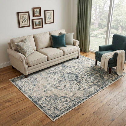 2' X 3' Charcoal and Gray Medallion Power Loom Area Rug