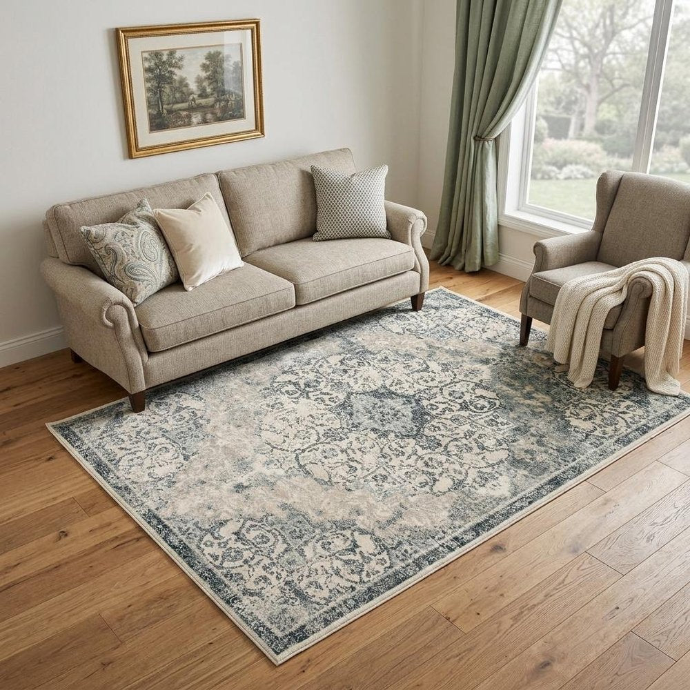 5' X 8' Charcoal and Gray Medallion Power Loom Area Rug