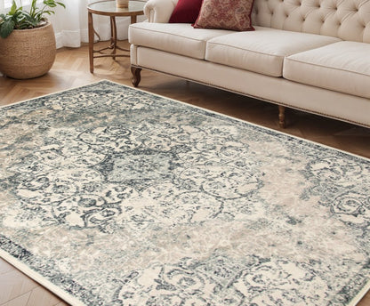 2' X 3' Charcoal and Gray Medallion Power Loom Area Rug