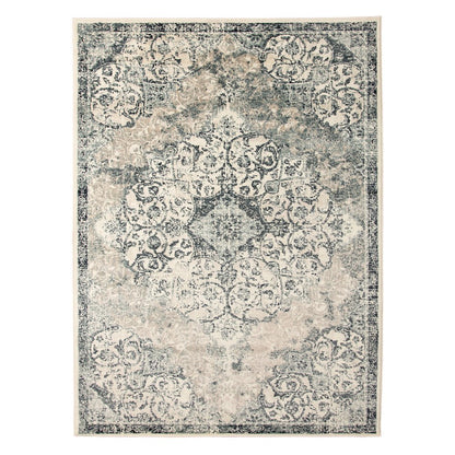 5' X 8' Charcoal and Gray Medallion Power Loom Area Rug