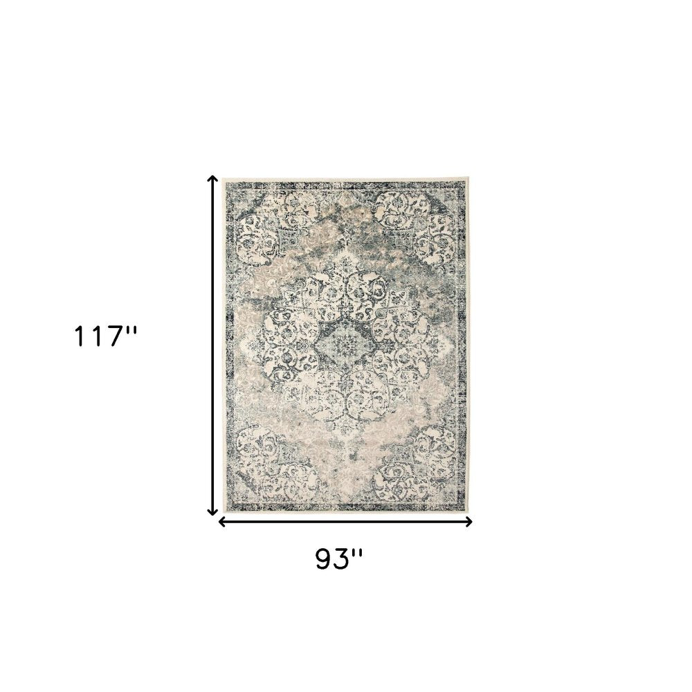 2' X 3' Charcoal and Gray Medallion Power Loom Area Rug