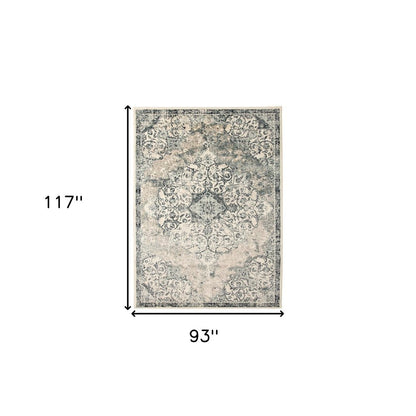 2' X 3' Charcoal and Gray Medallion Power Loom Area Rug
