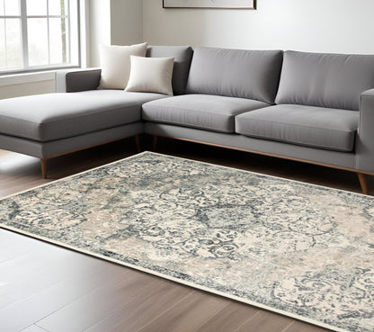 2' X 3' Charcoal and Gray Medallion Power Loom Area Rug