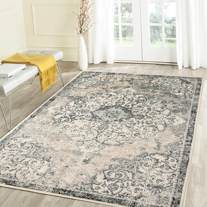 2' X 3' Charcoal and Gray Medallion Power Loom Area Rug