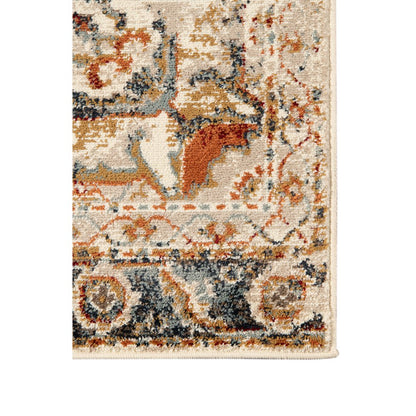 5' X 8' Ivory Tan and Gold Medallion Power Loom Area Rug