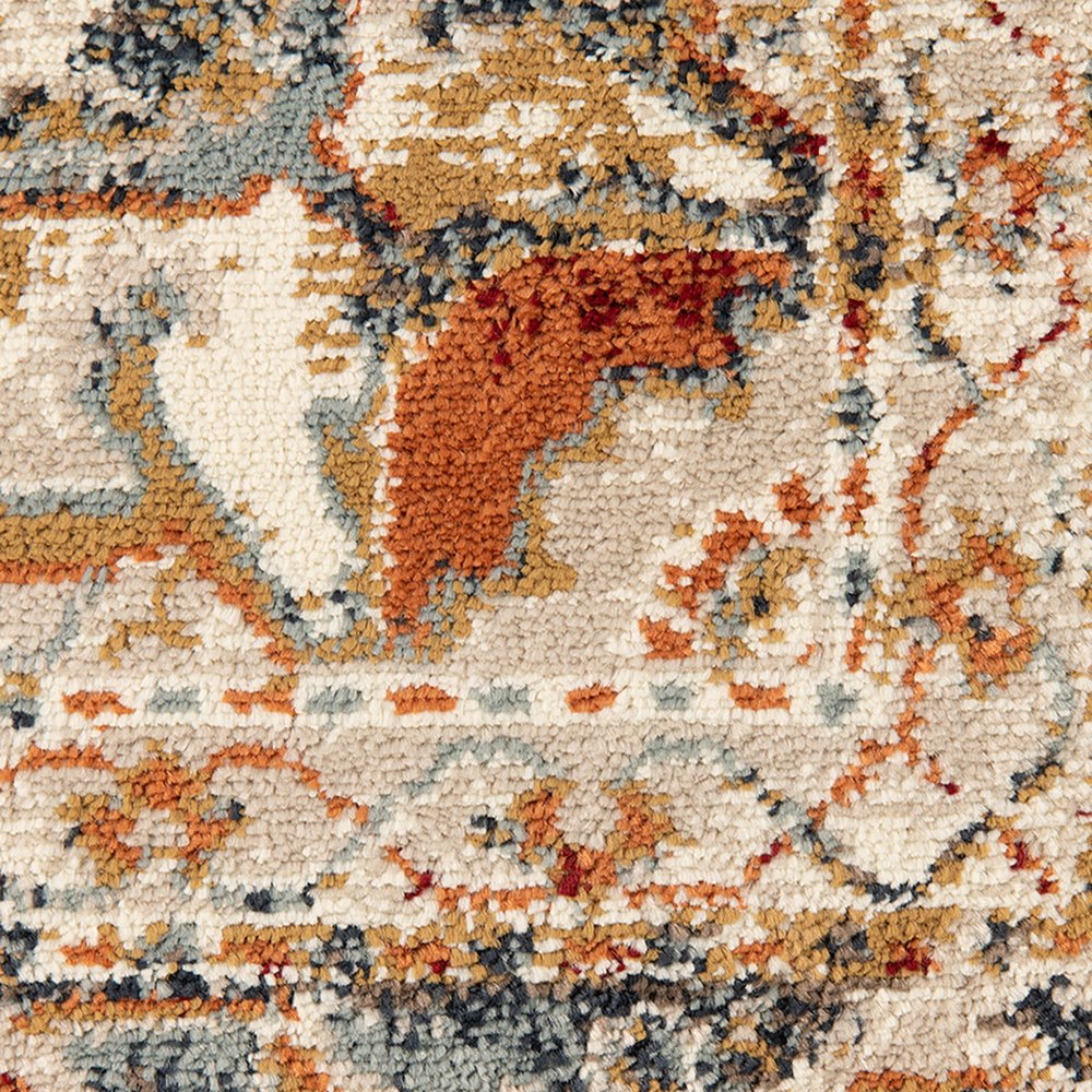 5' X 8' Ivory Tan and Gold Medallion Power Loom Area Rug
