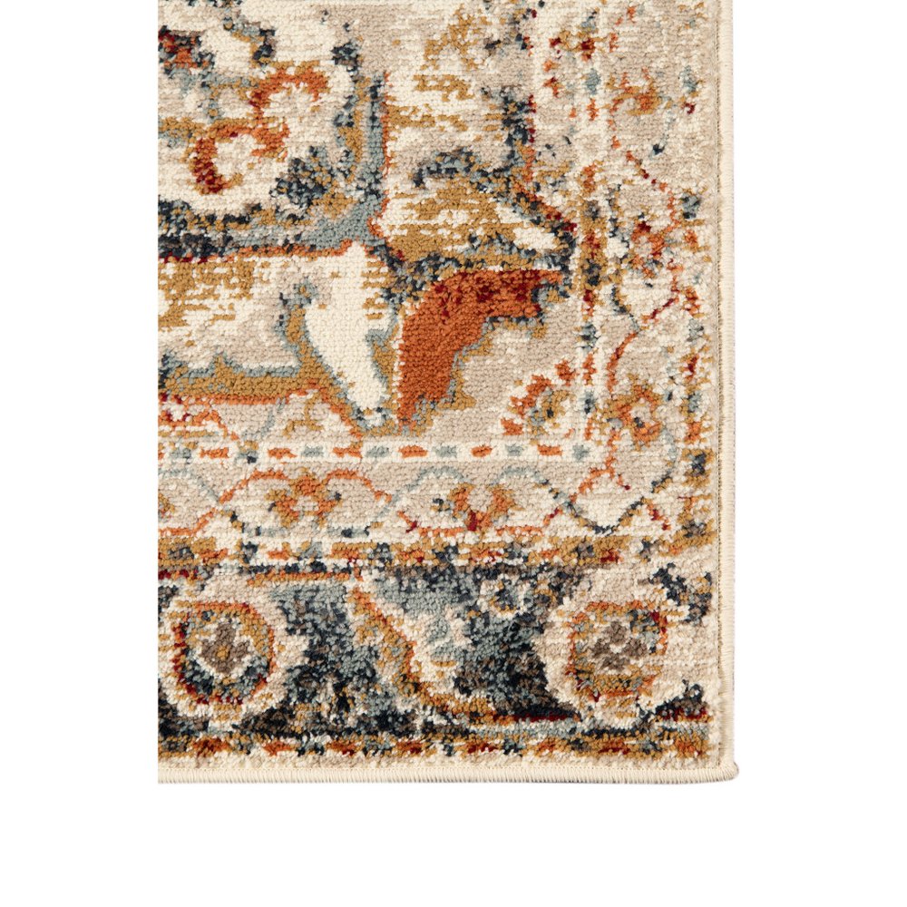 5' X 8' Ivory Tan and Gold Medallion Power Loom Area Rug
