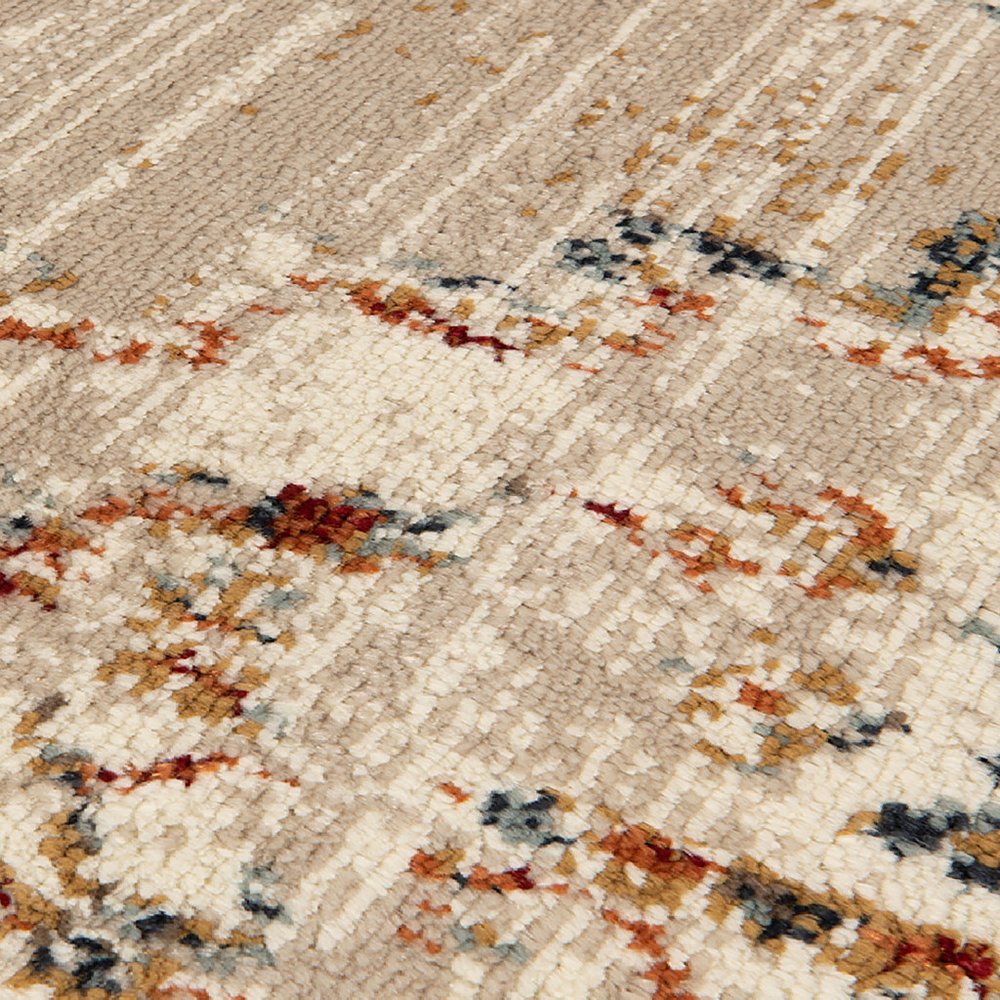 5' X 8' Ivory Tan and Gold Medallion Power Loom Area Rug