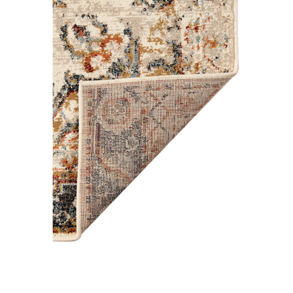 5' X 8' Ivory Tan and Gold Medallion Power Loom Area Rug