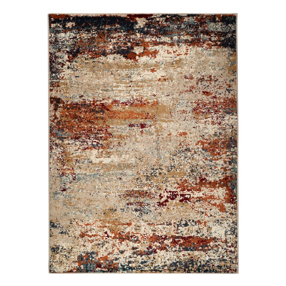 8' X 10' Orange and Black Abstract Power Loom Area Rug
