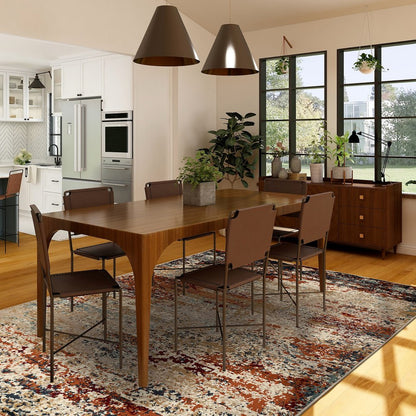 8' X 10' Orange and Black Abstract Power Loom Area Rug