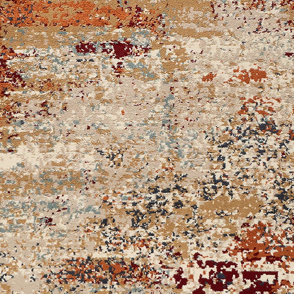 5' X 8' Orange and Black Abstract Power Loom Area Rug