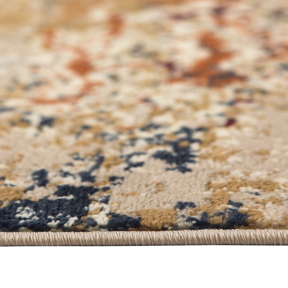 5' X 8' Orange and Black Abstract Power Loom Area Rug