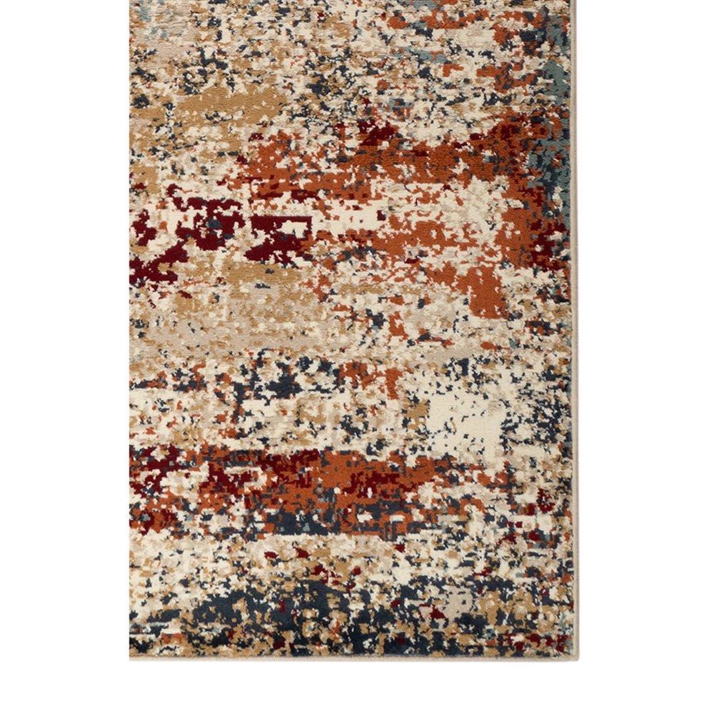 5' X 8' Orange and Black Abstract Power Loom Area Rug