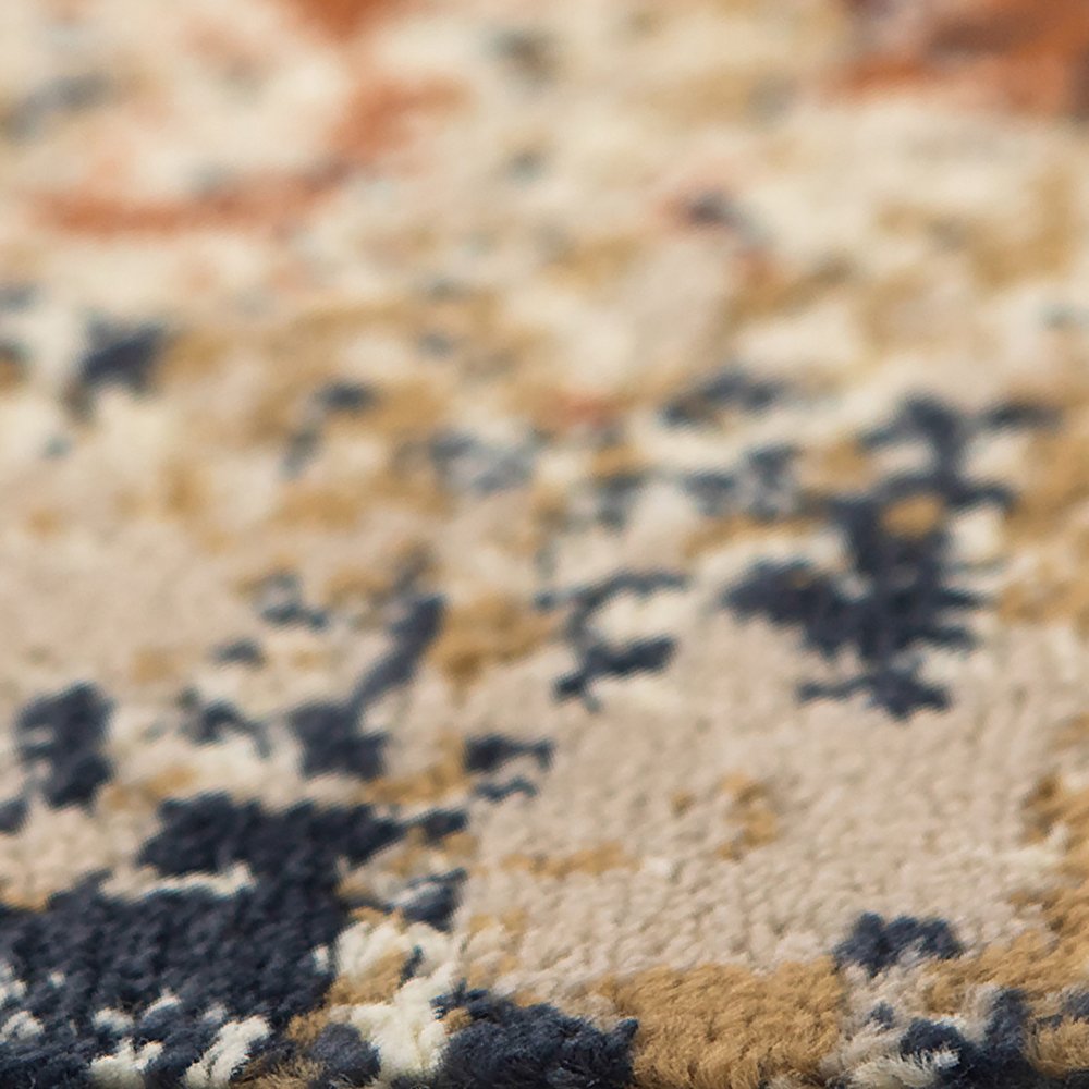 5' X 8' Orange and Black Abstract Power Loom Area Rug