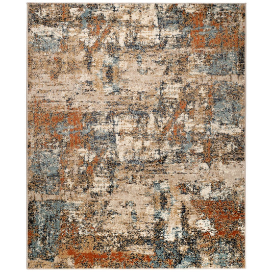 9' X 12' Tan Orange and Gray Abstract Power Loom Area Rug