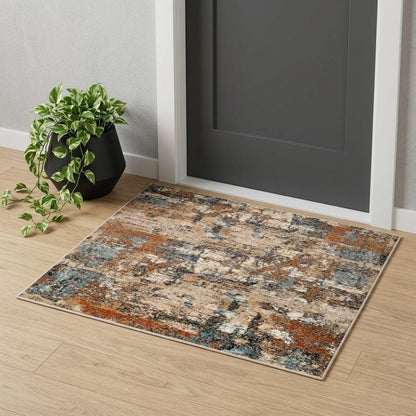 5' X 8' Tan Orange and Gray Abstract Power Loom Area Rug