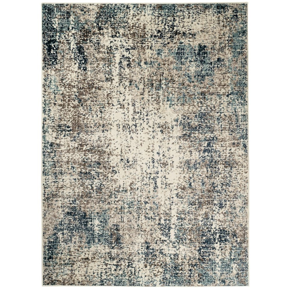 5' X 8' Ivory Blue and Gray Abstract Power Loom Area Rug