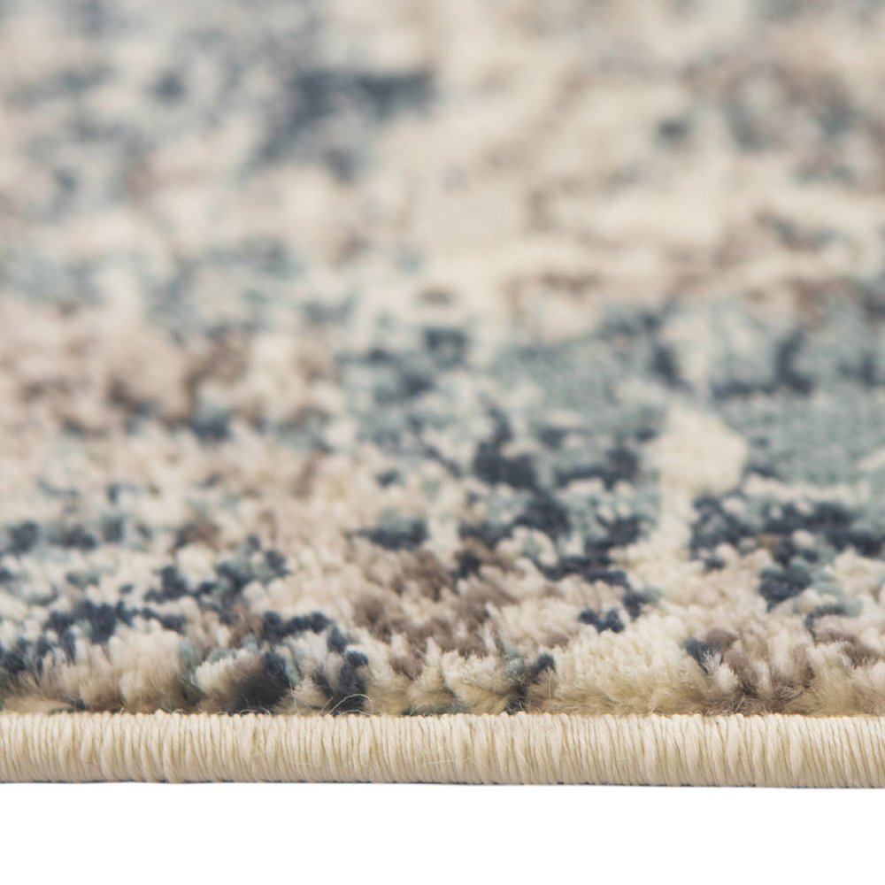 2' X 3' Ivory Blue and Gray Abstract Power Loom Area Rug