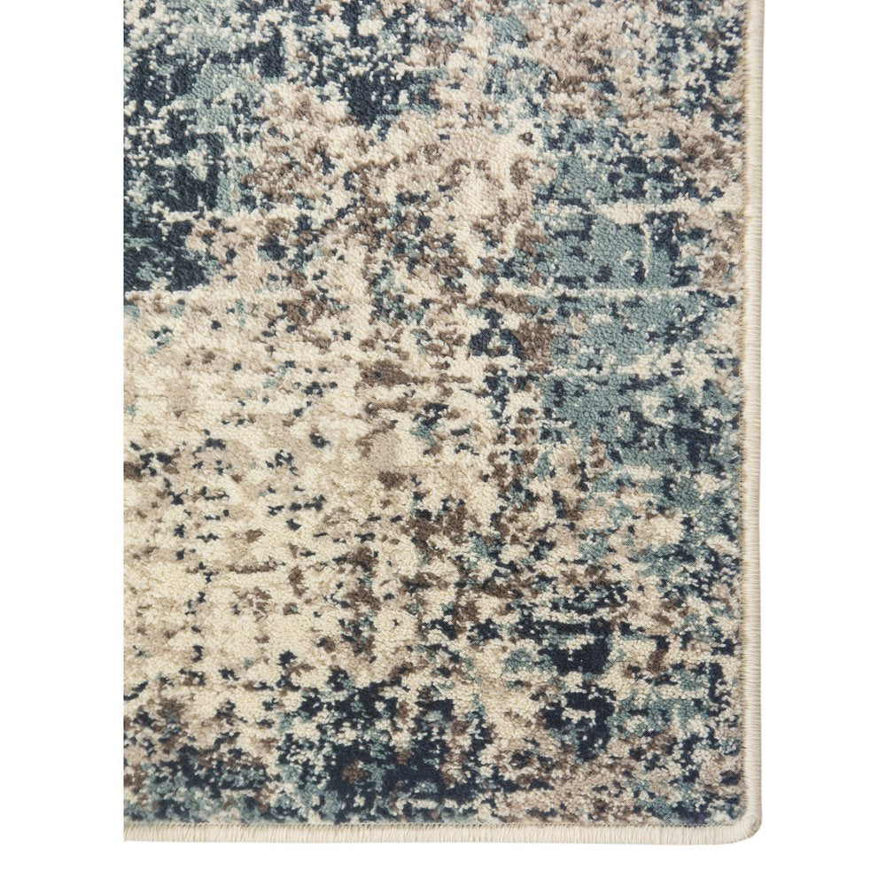 2' X 3' Ivory Blue and Gray Abstract Power Loom Area Rug