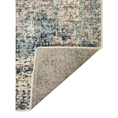 5' X 8' Ivory Blue and Gray Abstract Power Loom Area Rug