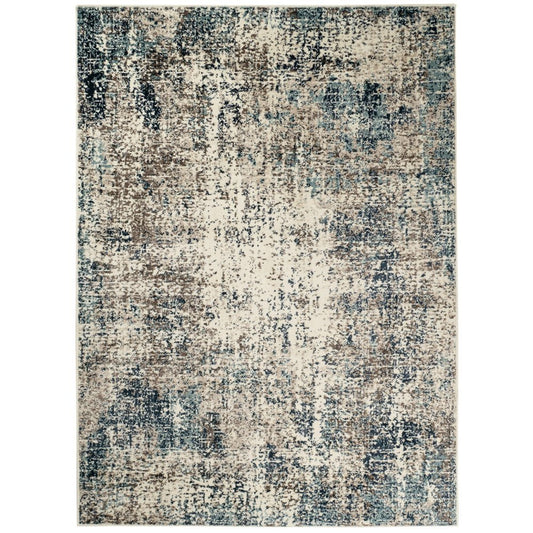 5' X 8' Ivory Blue and Gray Abstract Power Loom Area Rug