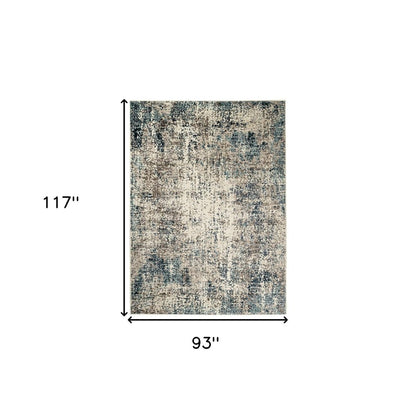 5' X 8' Ivory Blue and Gray Abstract Power Loom Area Rug