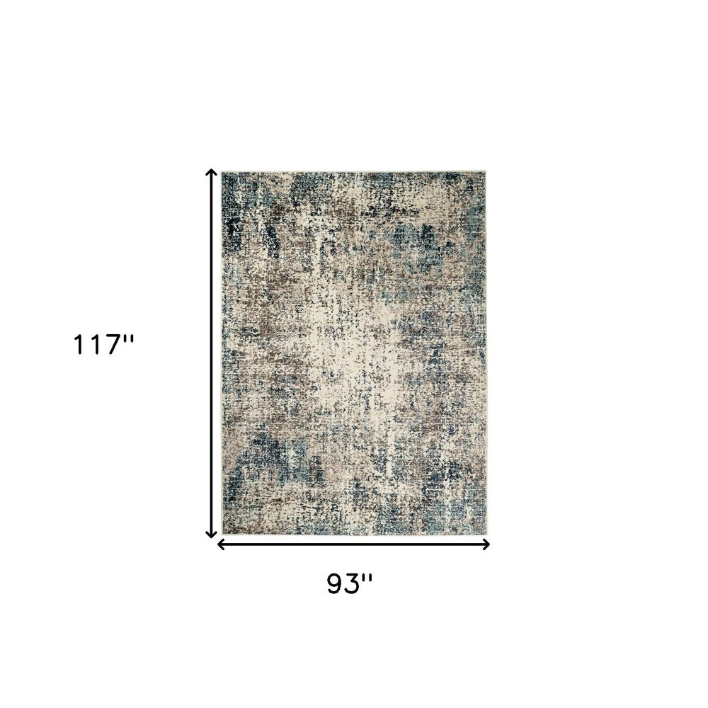 5' X 8' Ivory Blue and Gray Abstract Power Loom Area Rug