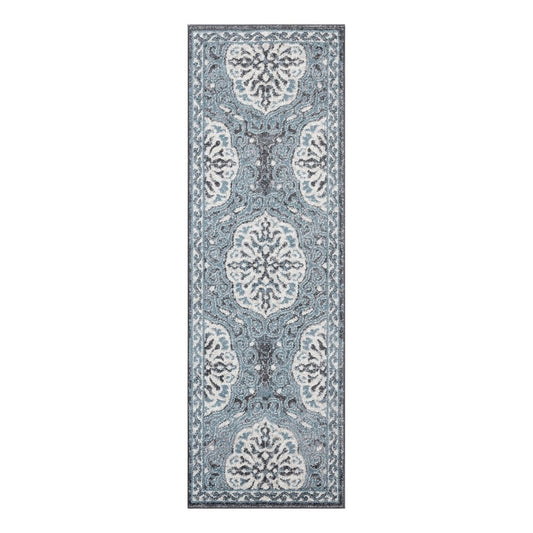 8' X 10' Charcoal And Ivory Medallion Area Rug