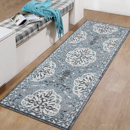 8' X 10' Charcoal and Ivory Medallion Power Loom Area Rug