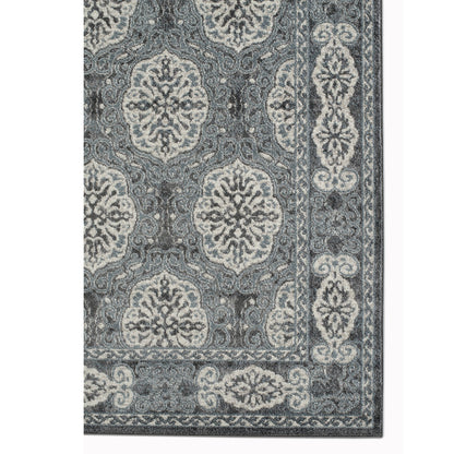 8' X 10' Charcoal and Ivory Medallion Power Loom Area Rug