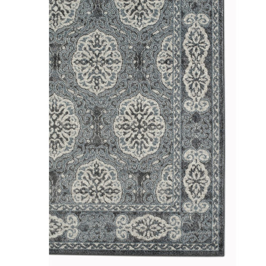 5' X 8' Charcoal and Ivory Medallion Power Loom Area Rug