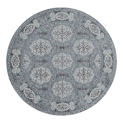 8' X 10' Charcoal and Ivory Medallion Power Loom Area Rug