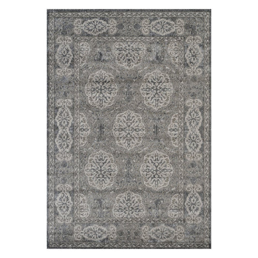 2' X 3' Charcoal and Gray Medallion Power Loom Area Rug
