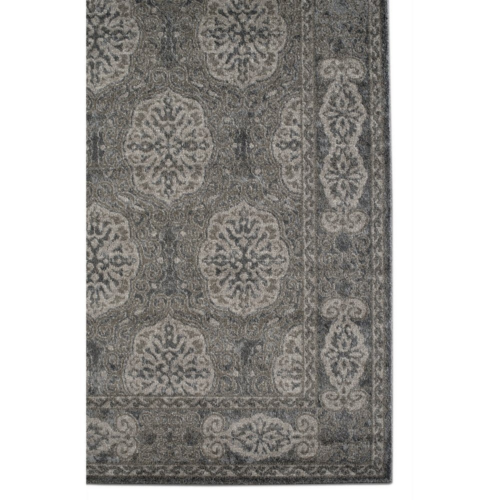 2' X 3' Charcoal and Gray Medallion Power Loom Area Rug