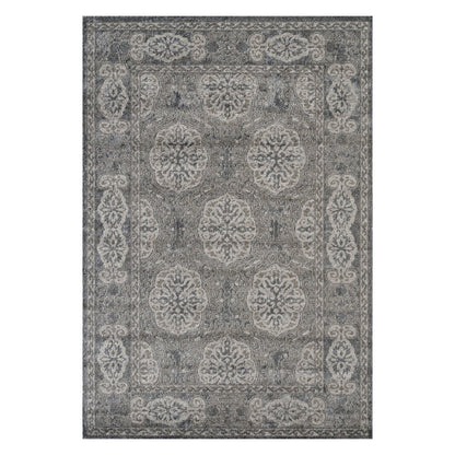9' X 12' Charcoal And Gray Medallion Area Rug