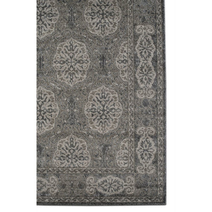 2' X 3' Charcoal and Gray Medallion Power Loom Area Rug