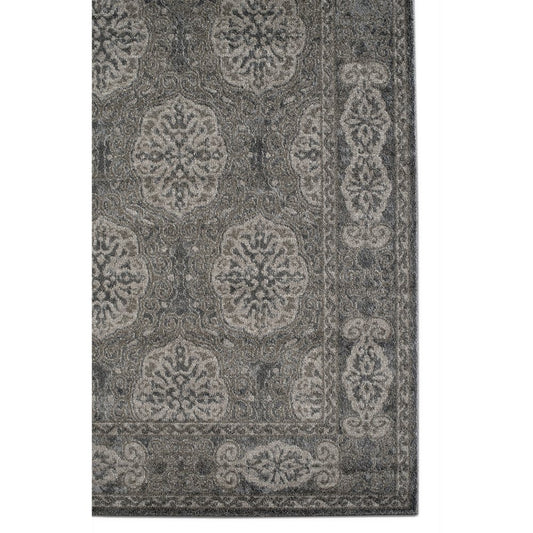 2' X 3' Charcoal and Gray Medallion Power Loom Area Rug