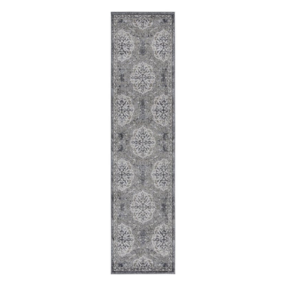 9' X 12' Charcoal And Gray Medallion Area Rug