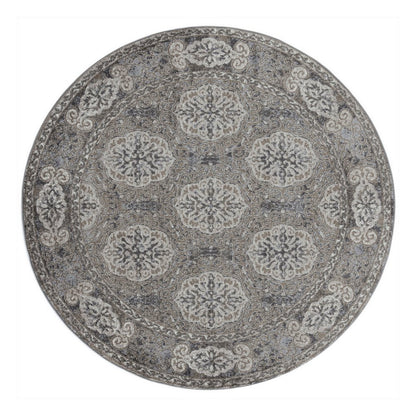 2' X 3' Charcoal and Gray Medallion Power Loom Area Rug